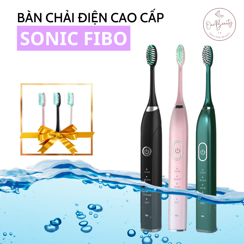 Bàn chải đánh răng điện cao cấp Sonic FIBO thế hệ mới, máy đánh răng tự động thông minh được nhiều nha sĩ khuyên dùng - Tặng hộp đựng và 5 đầu chải