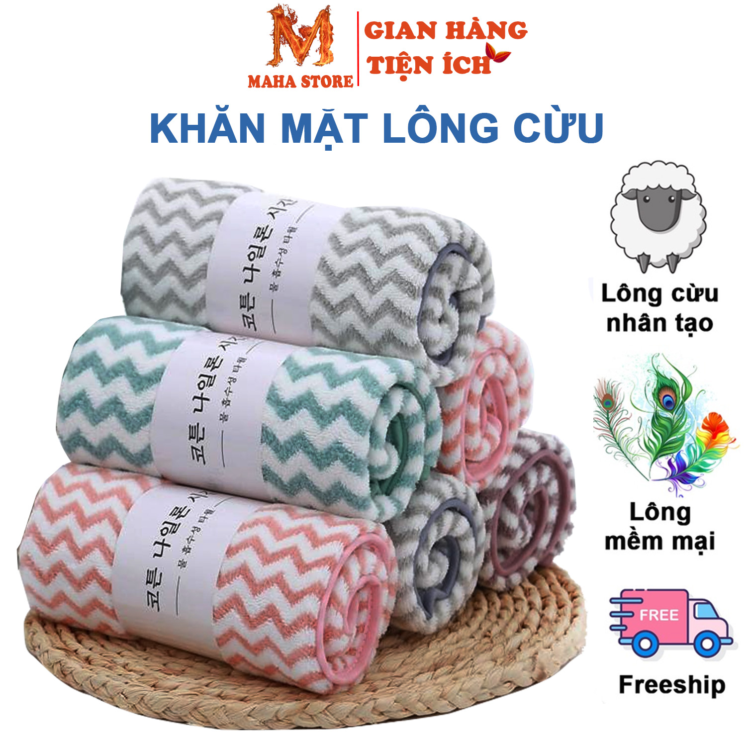 Khăn mặt -Khăn mặt lông cừu cao cấp Hàn Quốc siêu mềm mại ủ tóc quấn tóc siêu thấm