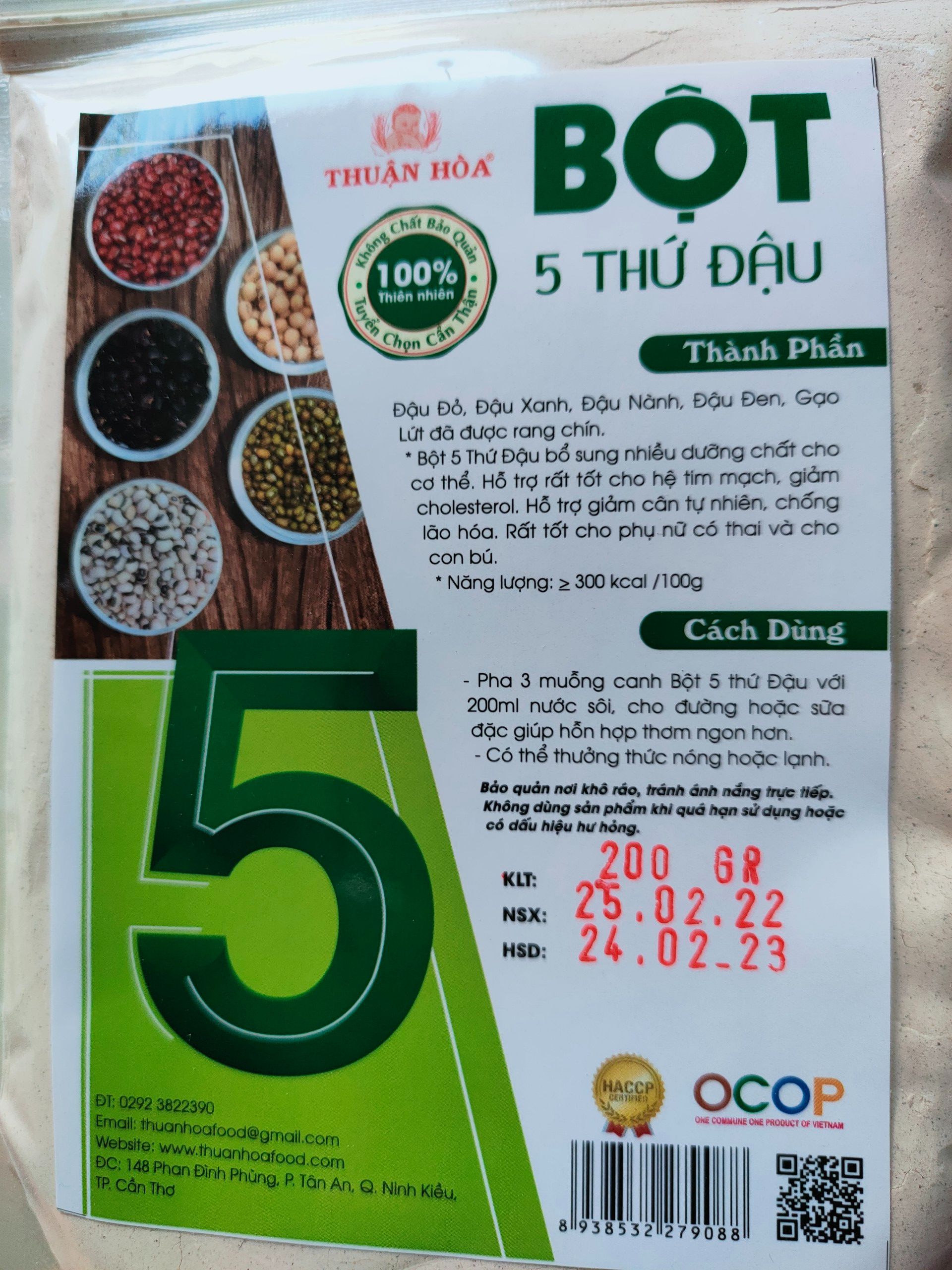 Bột 5 thứ đậu- 200gr- thuận hòa food date mới