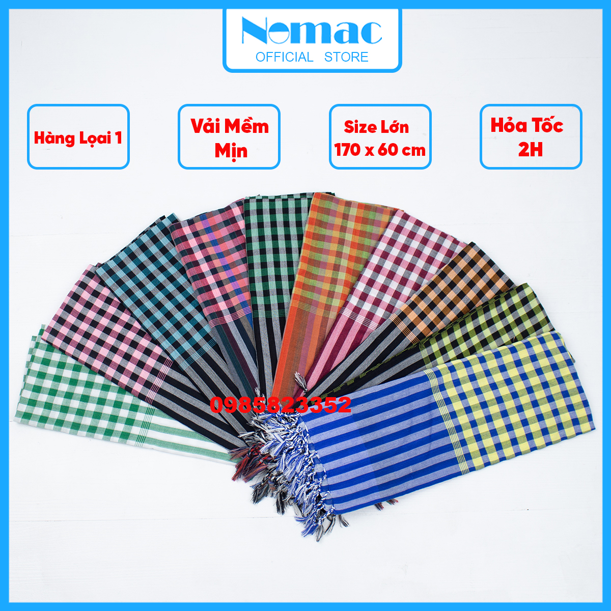 Khăn rằn Nam bộ - Campuchia / Size lớn 170x60cm / Khăn đi phượt Nomac -  Vải dày mềm mịn / Nhiều mẫu CB2