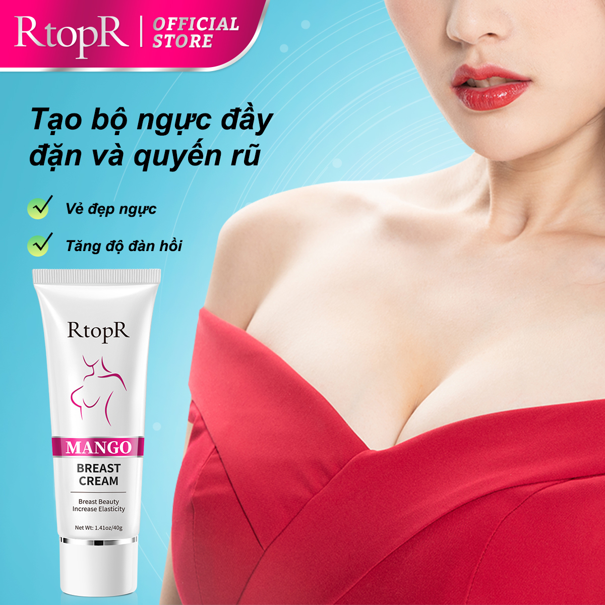 RtopR Kem tăng trưởng vòng 1 cho phụ nữ làm săn chắc ngực chiết xuất xoài, phù hợp với mọi loại da 40G