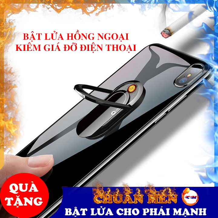 Bật lửa điện hồng ngoại Chuẩn Men kiêm giá đỡ điện thoại sạc điện usb chất liệu cao cấp & sang trọng - GD0449