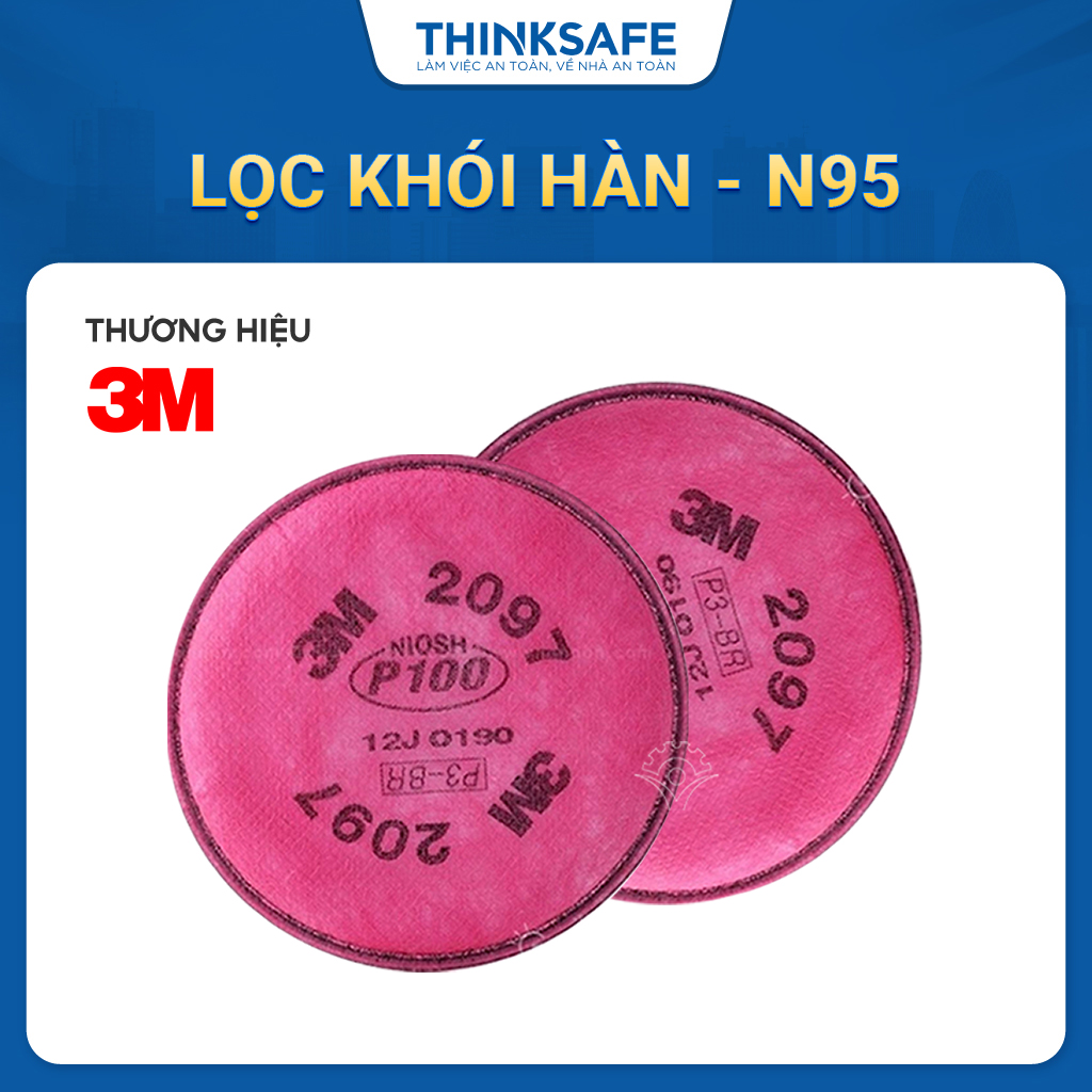 PHIN LỌC 3M 2097 CHUYÊN DÙNG CHỐNG KHÍ HÀN VÀ KHÓI ĐỘC BỤI MỊN PM2.5 VÀ PHÒNG DỊCH phin lọc n95 ( CHƯA BAO GỒM MẶT NẠ ) - Bảo hộ Thinksafe