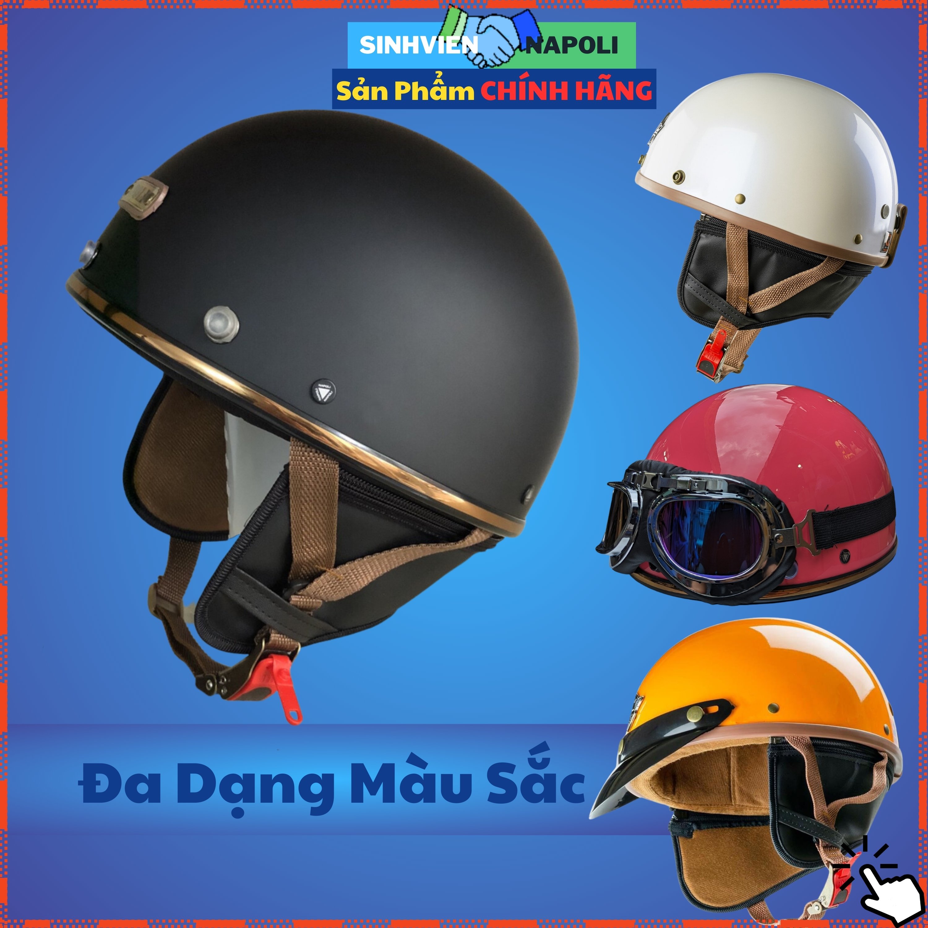 Mũ Bảo Hiểm 1/2 Napoli PUG Version Harley Bảo Hành Chính Hãng 12 Tháng