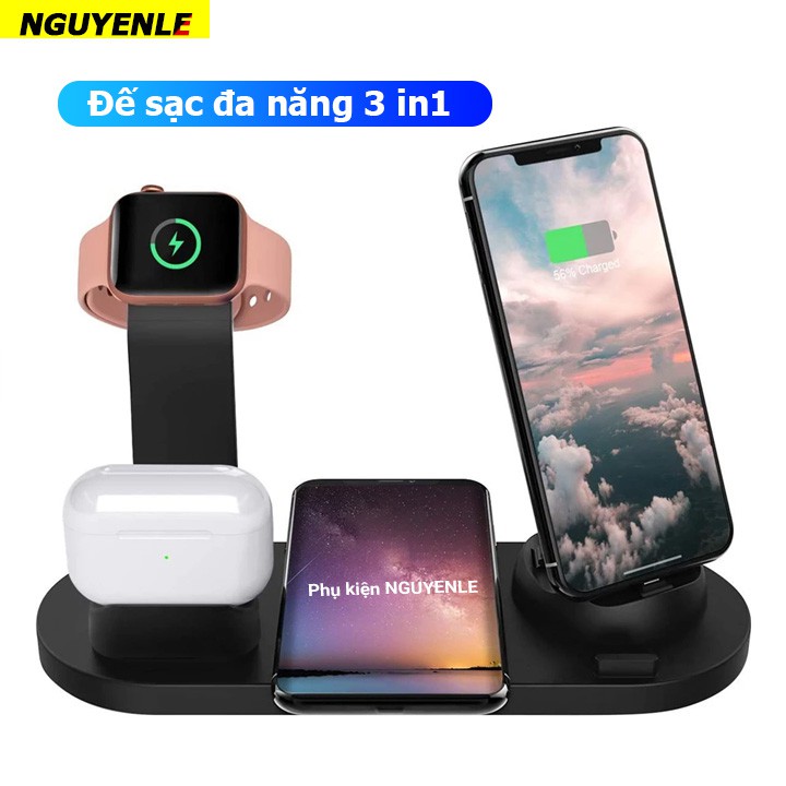 [HCM]Đế Sạc nhanh 3 in 1 (sạc được Airpod Pro). Full box Hàng chuẩn 100%