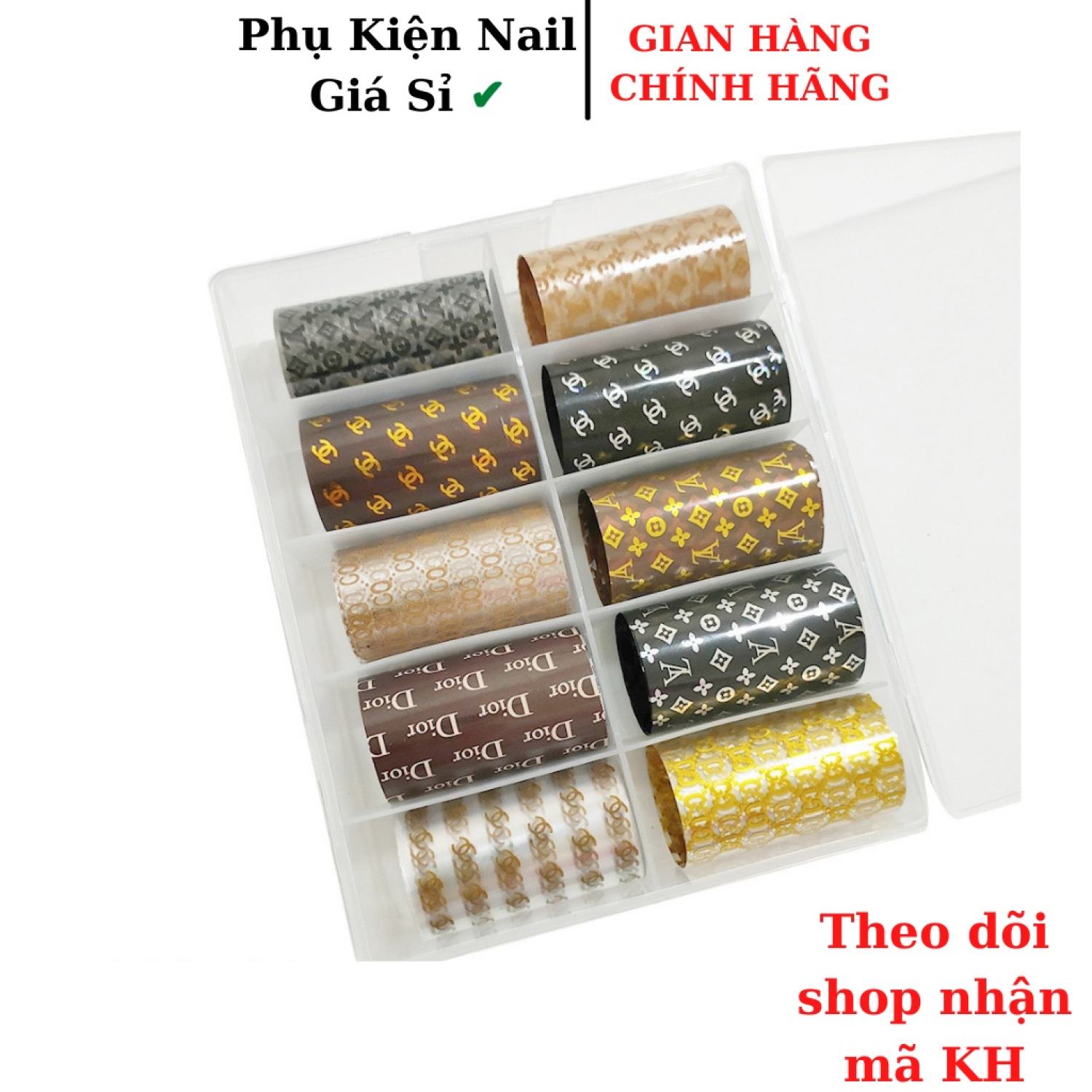 Foil dán móng logo các thương hiệu nổi tiếng 4*60cm