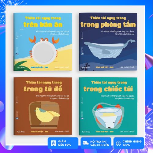Sách ehon - combo 4 cuốn thiên tài ngụy trang - dành cho trẻ 2-6 tuổi