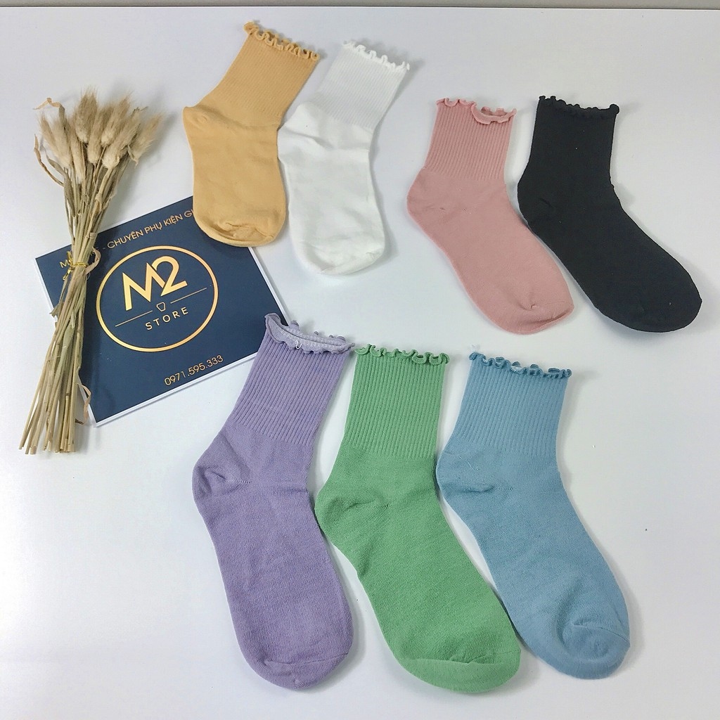 Tất Bèo Nhún Nữ Cổ Cao Phong Cách Vintage Hàn Quốc TNG17