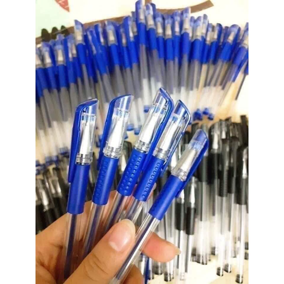 5 Bút Bi Mực Nước Màu Xanh, Đen