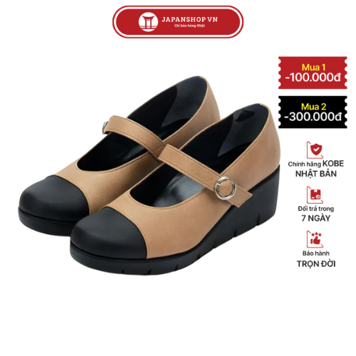Giày da nữ Mary Jane 5,5cm Kosu 24009, Giày búp bê đế xuồng siêu êm, siêu nhẹ không thấm nước chính hãng Nhật Bản