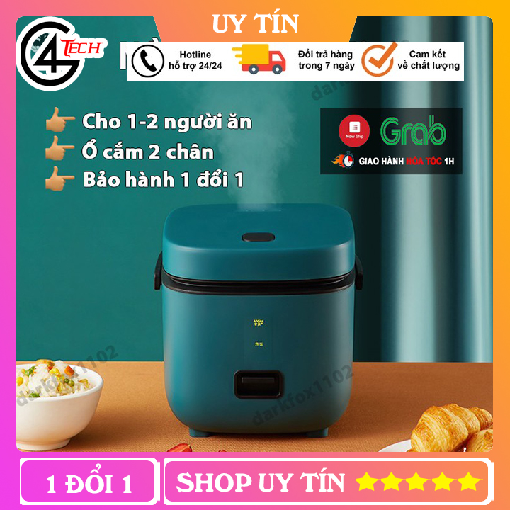 Nồi Cơm Điện Mini Đa Năng JIASHI 1,2L (Nấu Cháo, Hầm, Chưng, Hấp, Luộc) Cho 1 Đến 2 Người