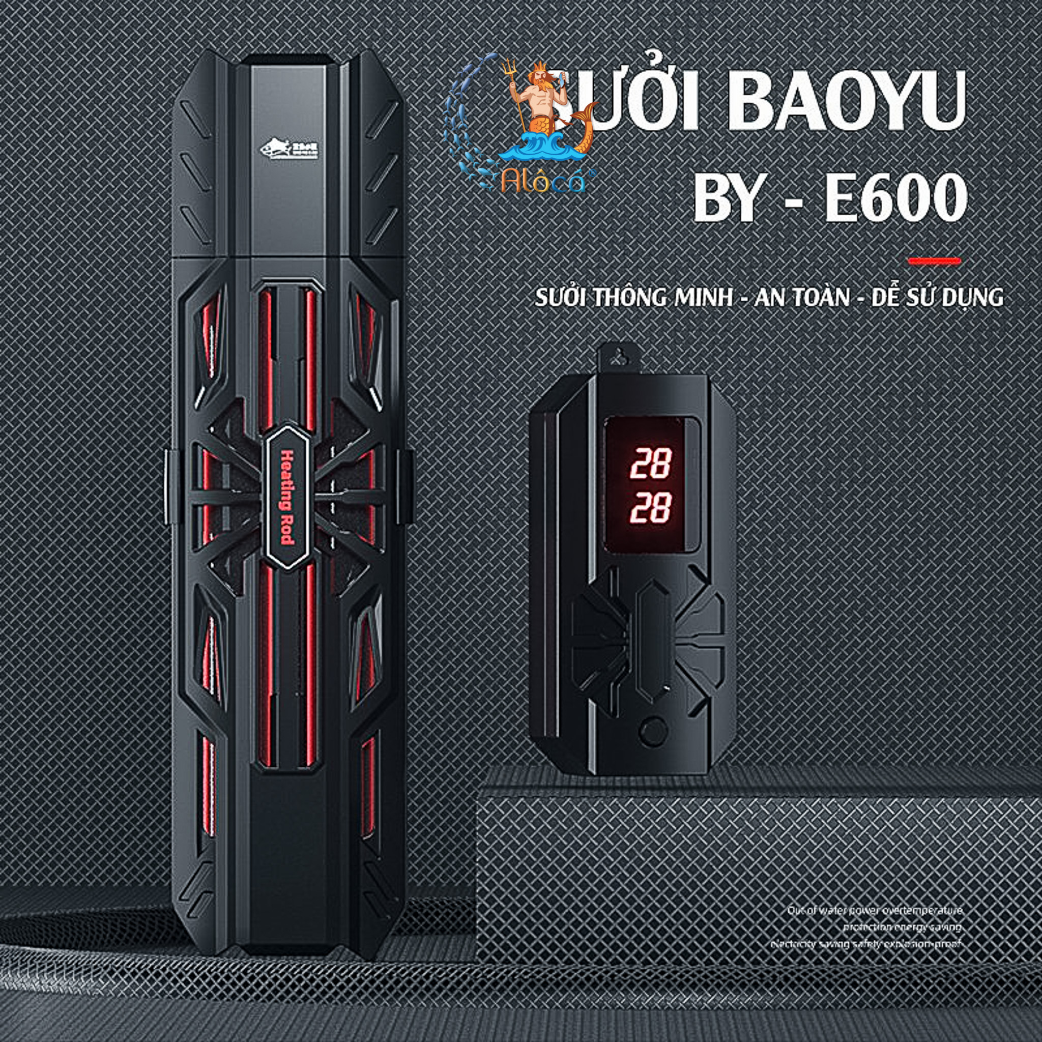 Sưởi baoyu by e 600 _ model 2022 cho bể cá cảnh, hồ cá.
