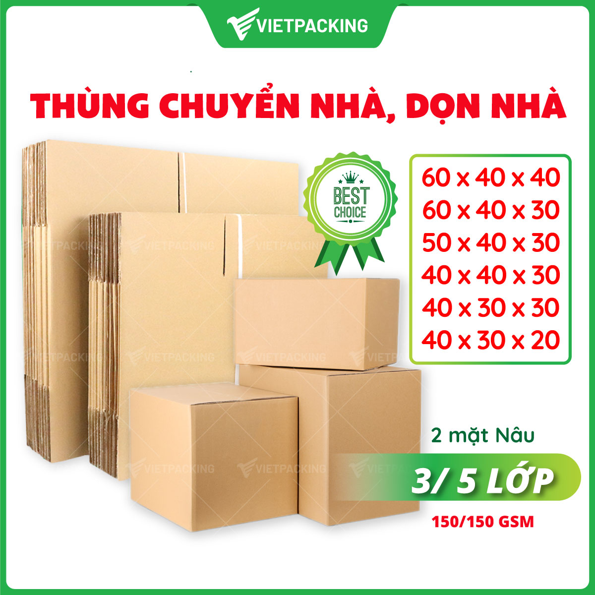 Thùng carton chuyển nhà, thùng giấy chuyển phòng trọ, thùng carton lớn cứng cáp, độ bền cao