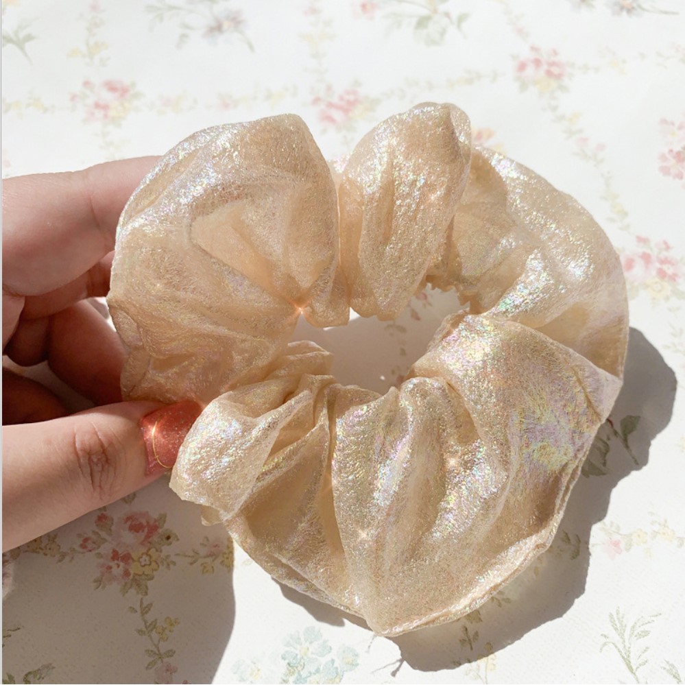 Cột tóc vải scrunchies buộc tóc vải satin hologram loại đẹp hot trend PK19