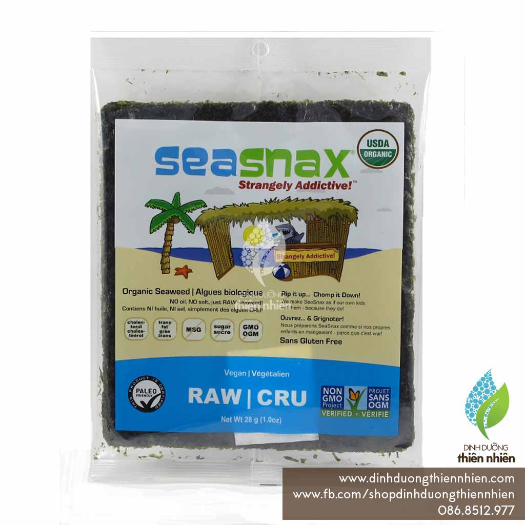 Rong biển hữu cơ cuộn cơm seasnax organic seaweed, 10 miếng, 28g