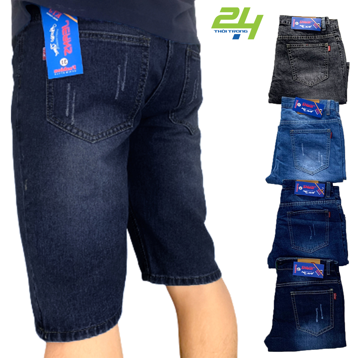 Quần Short Jean Nam Mẫu Cào Sước Nhẹ Andromeda Màu Xanh Đen Phom Đứng Thời Trang Phù Hợp Hơn Với Người Trẻ