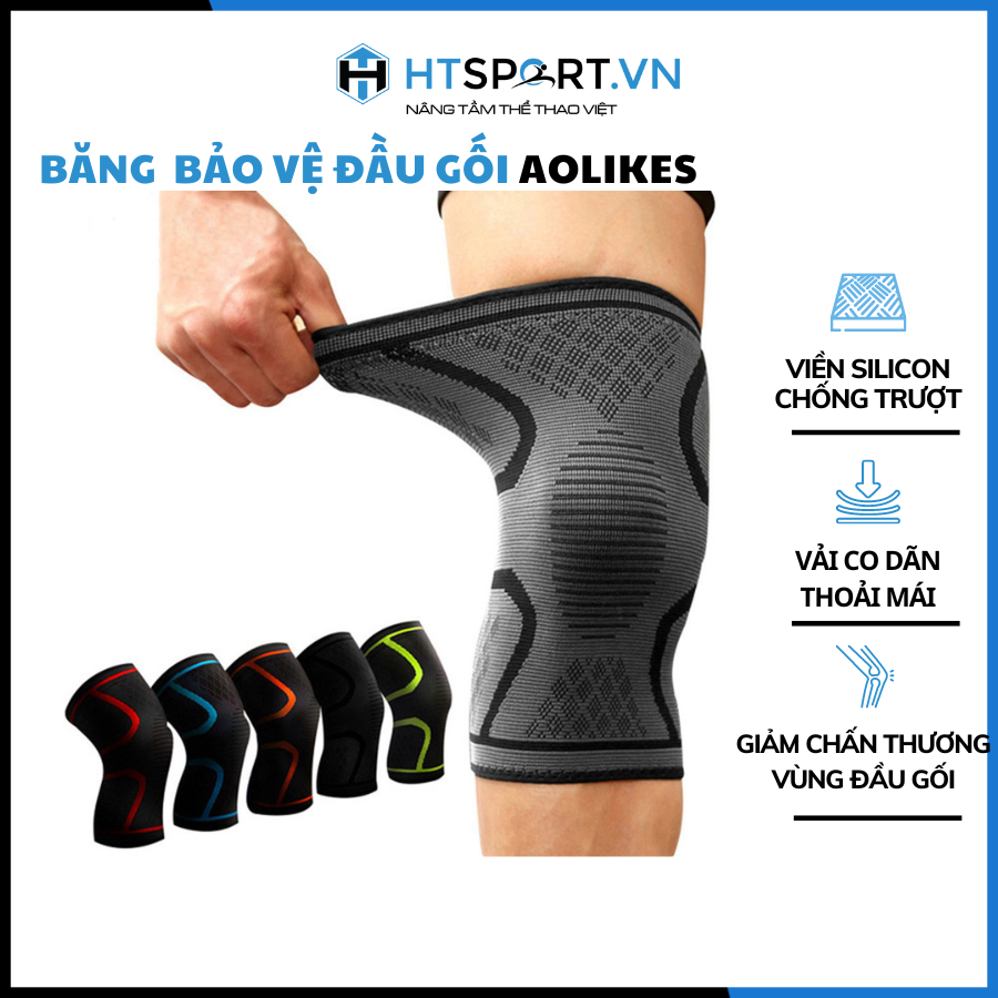  Bó Gối Thể Thao Băng Bảo Vệ Đầu Gối Aolikes AL7718 Tập Gym Thể Hình Bóng Đá Cầu Lông Bóng Chuyền Bóng Rổ Chính Hãng Aolikes AL7718 