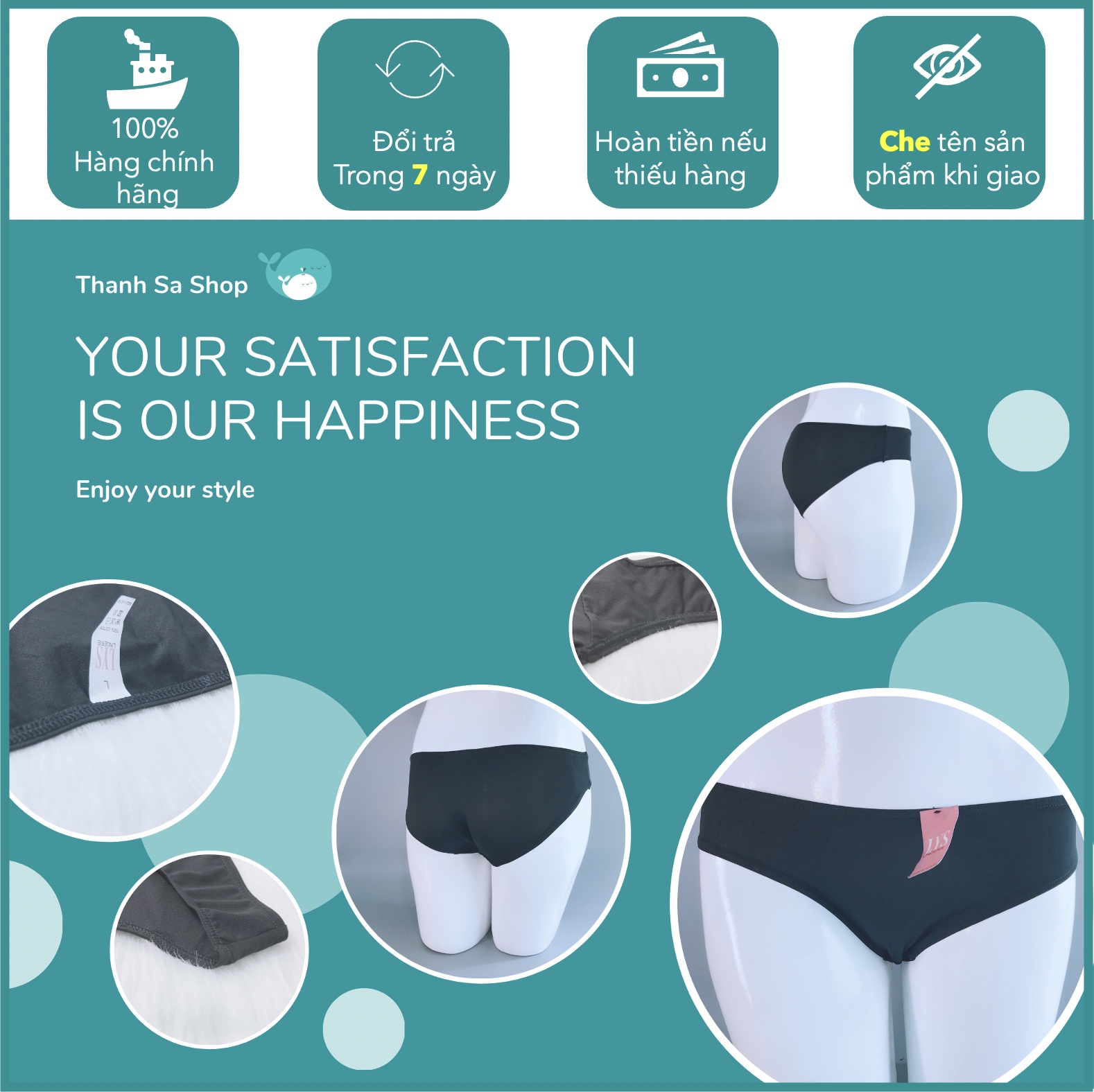 [Chất lượng xuất khẩu] Quần lót nữ cotton thun lạnh LYS, cạp cao, an toàn cho da, màu đen, trơn SLIPNUTCTLYS