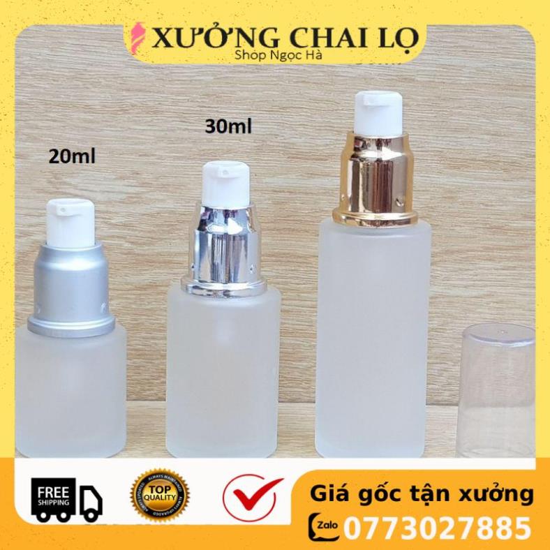 Chai lọ chiết mỹ phẩm Thủy tinh mờ Xịt giọt 20ml/30ml/50ml đựng kem dưỡng da, sửa rửa mặt, serum