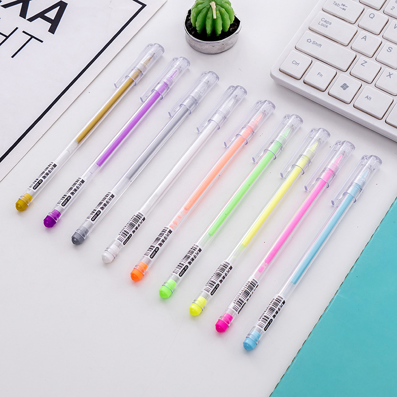 Bút mực gel 9 màu ngòi 0.5mm (lẻ 1 chiếc) nhiều màu cute nắp đậy dùng để viết calligraphy trang trí 