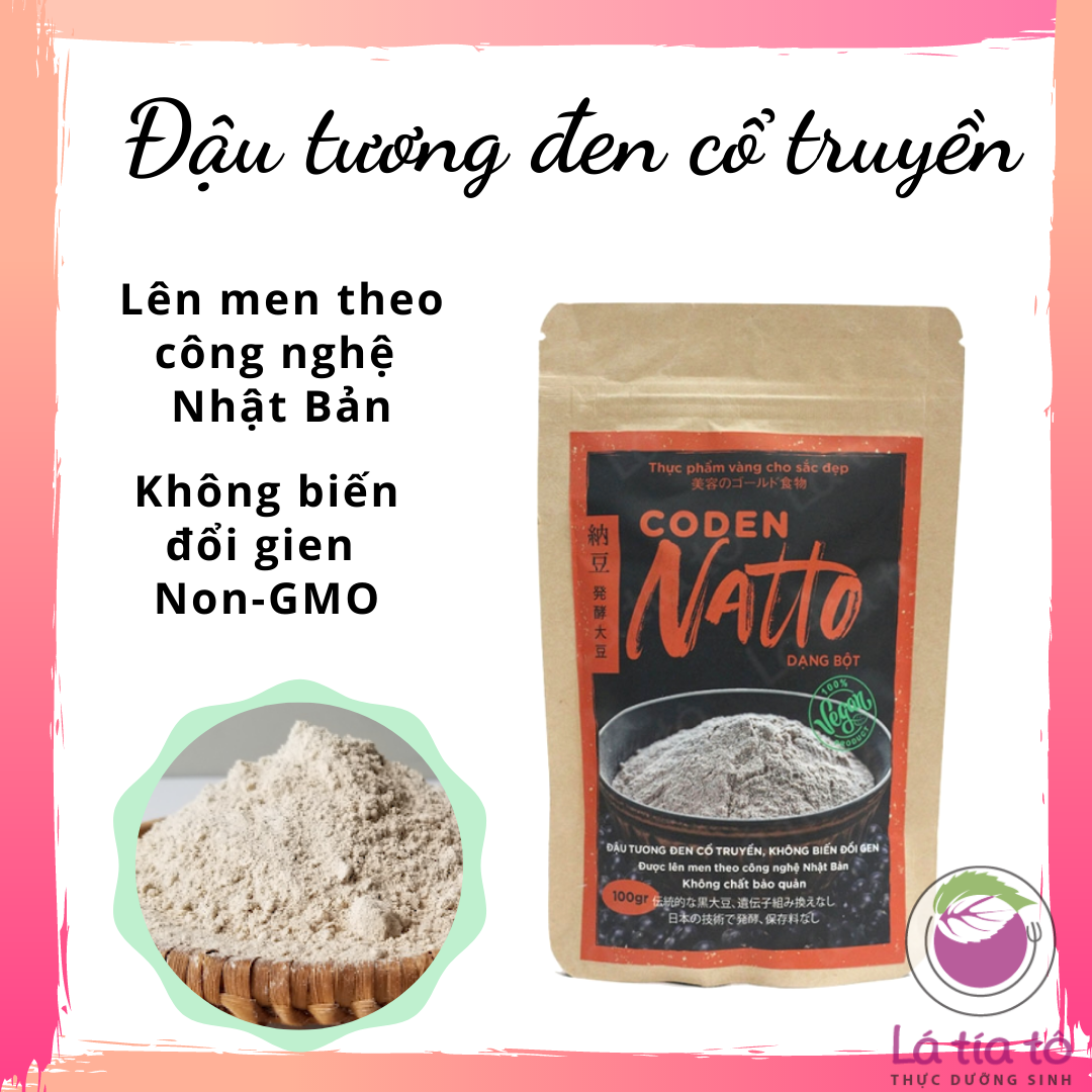 Natto đậu tương đen bột 100gr- lá tía tô