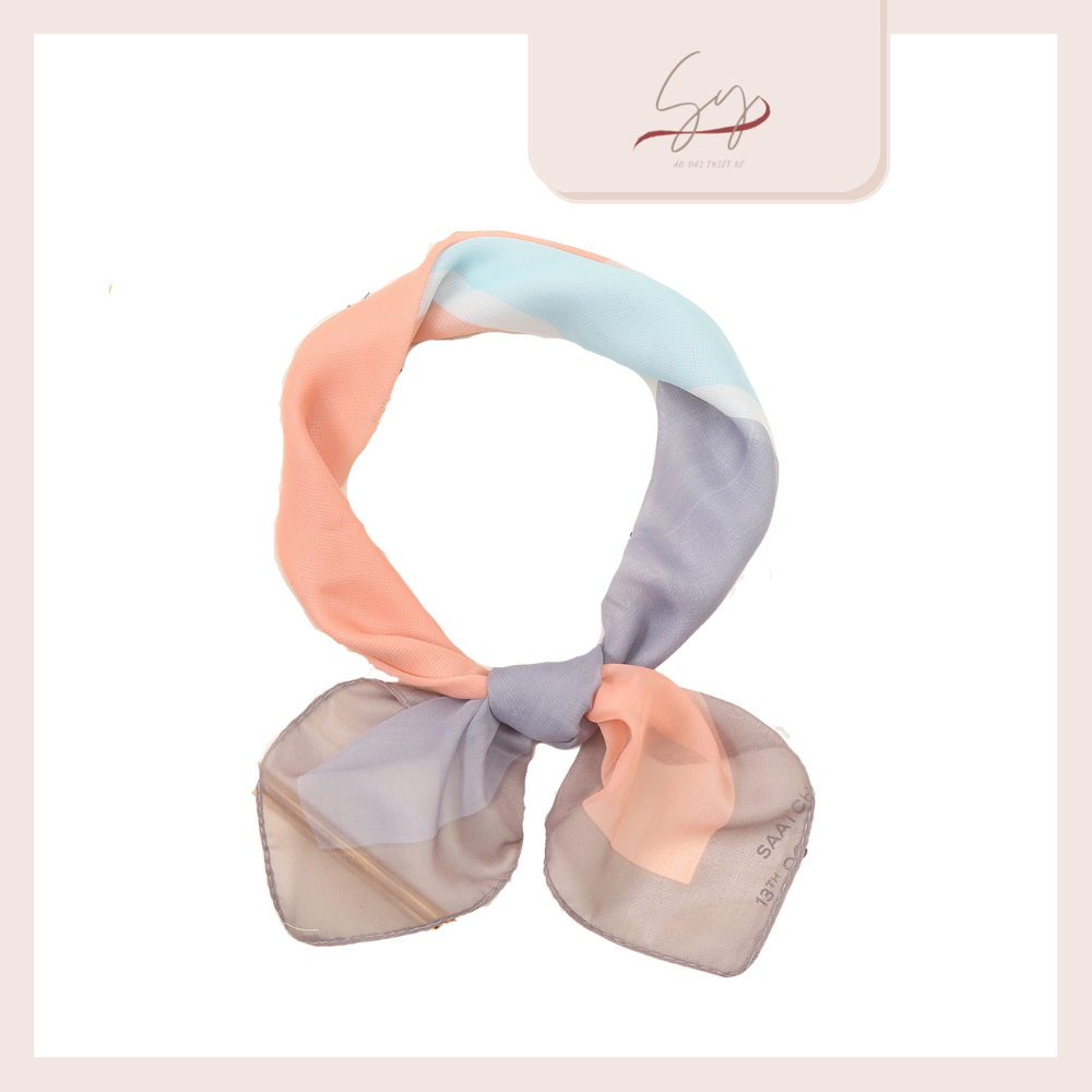 Khăn choàng cổ nữ voan vuông Sy 65x65 cm 4 màu pastel độc đáo thiết kế thanh lich cao cấp K6