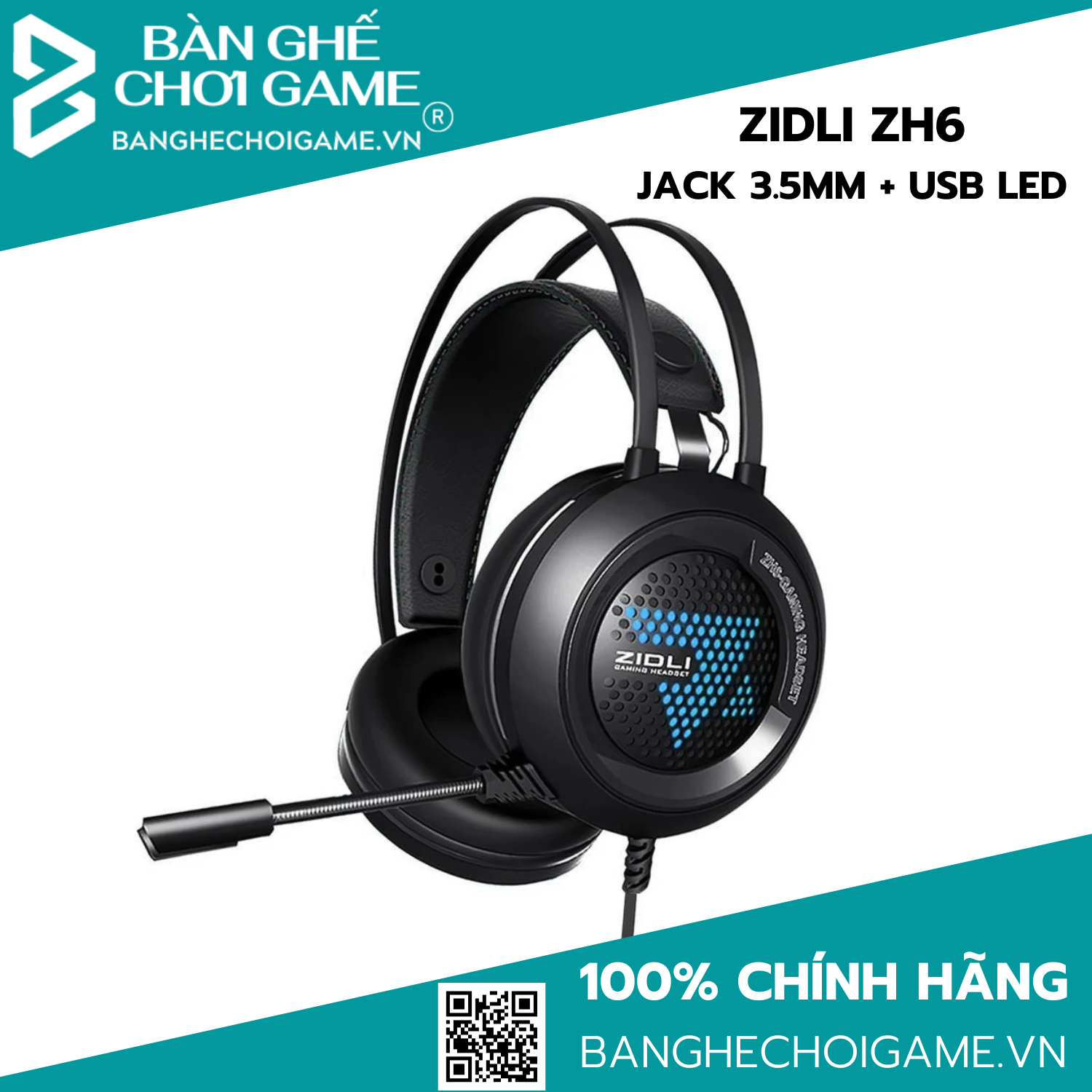 Tai nghe cho game thủ Zidli ZH6 LED Jack 3.5mm (đen)