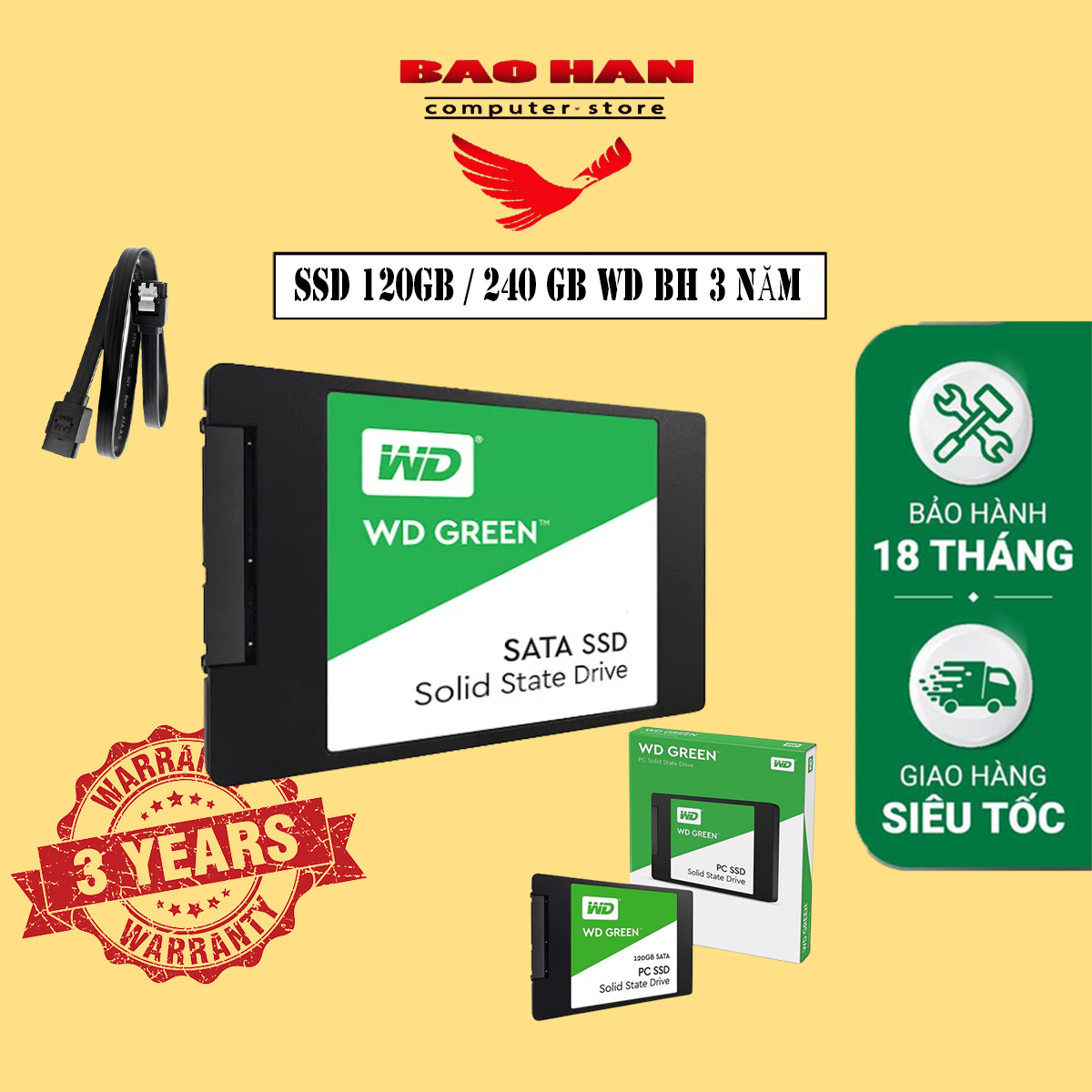Ổ cứng ssd wd green 120 gb sata3 2.5 inch hàng bảo hành 36 tháng