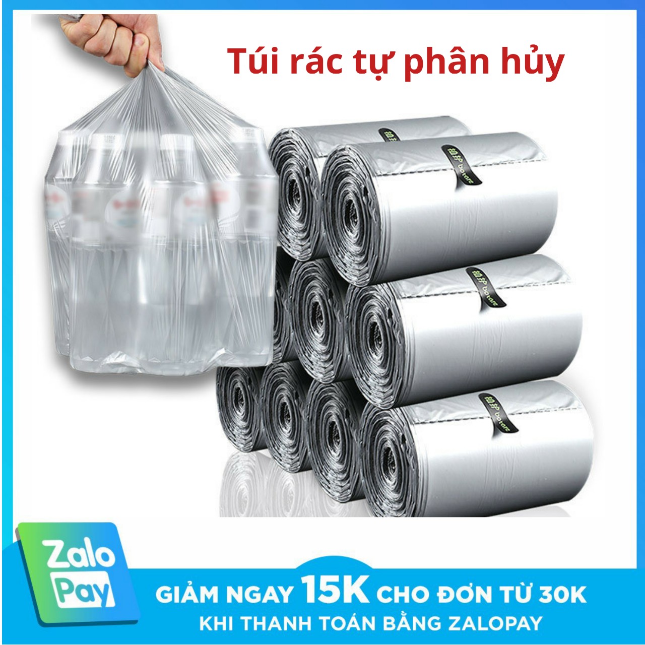 Cuộn 110 túi rác sinh học tự phân hủy siêu dai, túi đựng rác, túi rác phân hủy 45x50cm