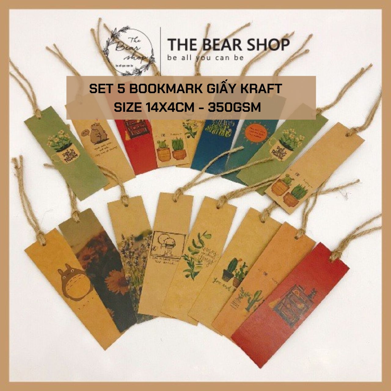 Set 5 Bookmark in hình vintage mẫu ngẫu nhiên quà tặng 8 tháng 3 - The Bear Shop