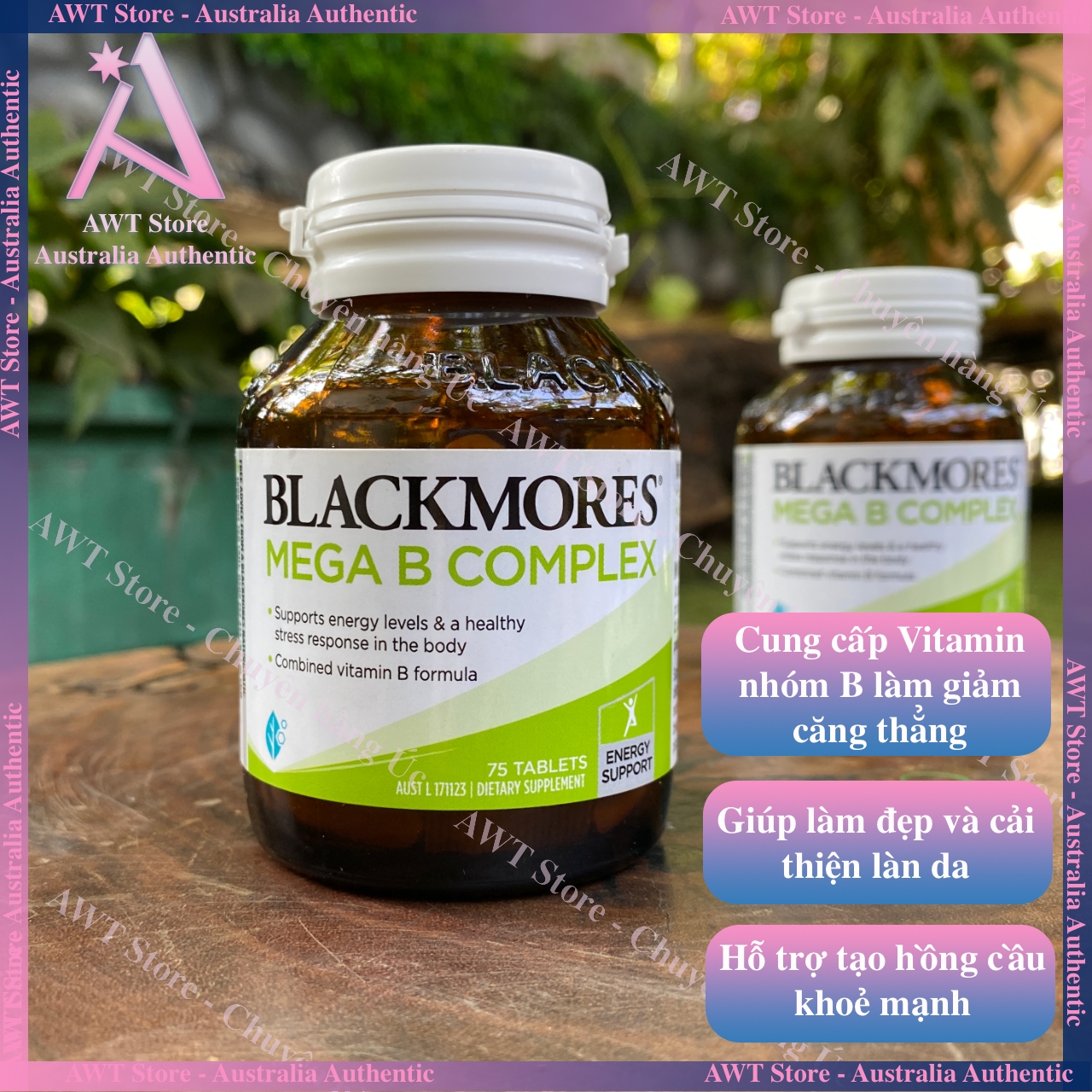 Viên uống bổ sung vitamin nhóm B Blackmores Mega B complex 31 viên và 75 viên Úc