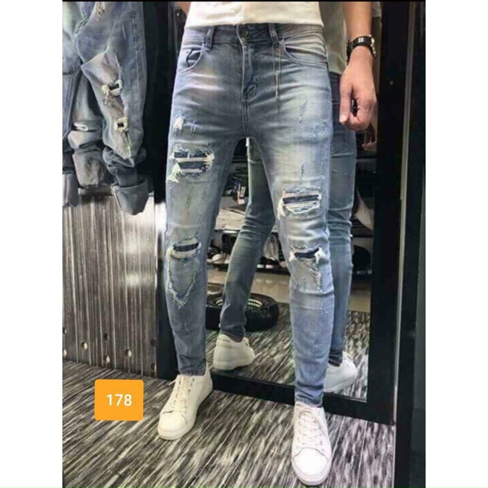 Quần fean nam rách gối kun gầu size 28 32