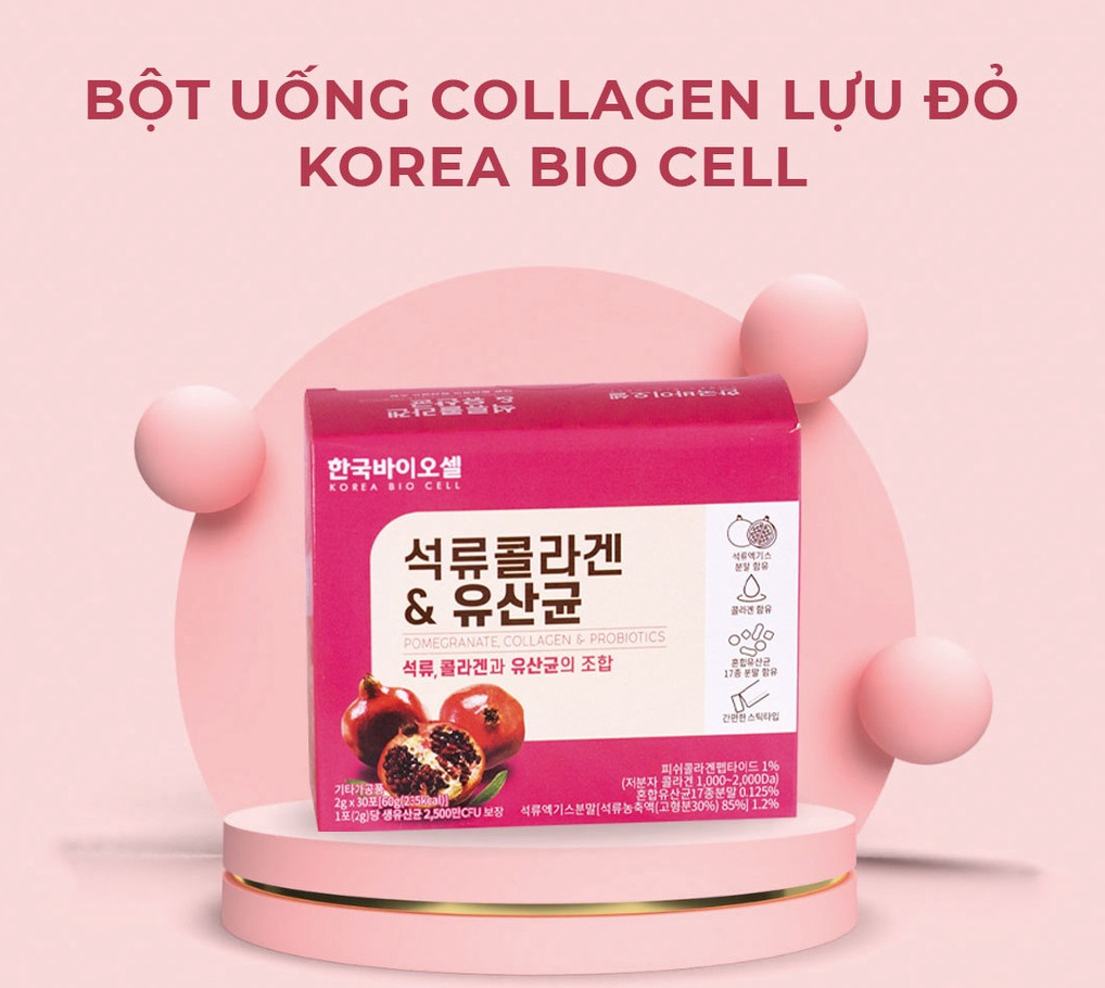 Collagen Lựu Đỏ Hàn Quốc 30 Gói đẹp da thải độc gan mờ nám của hàn quốc