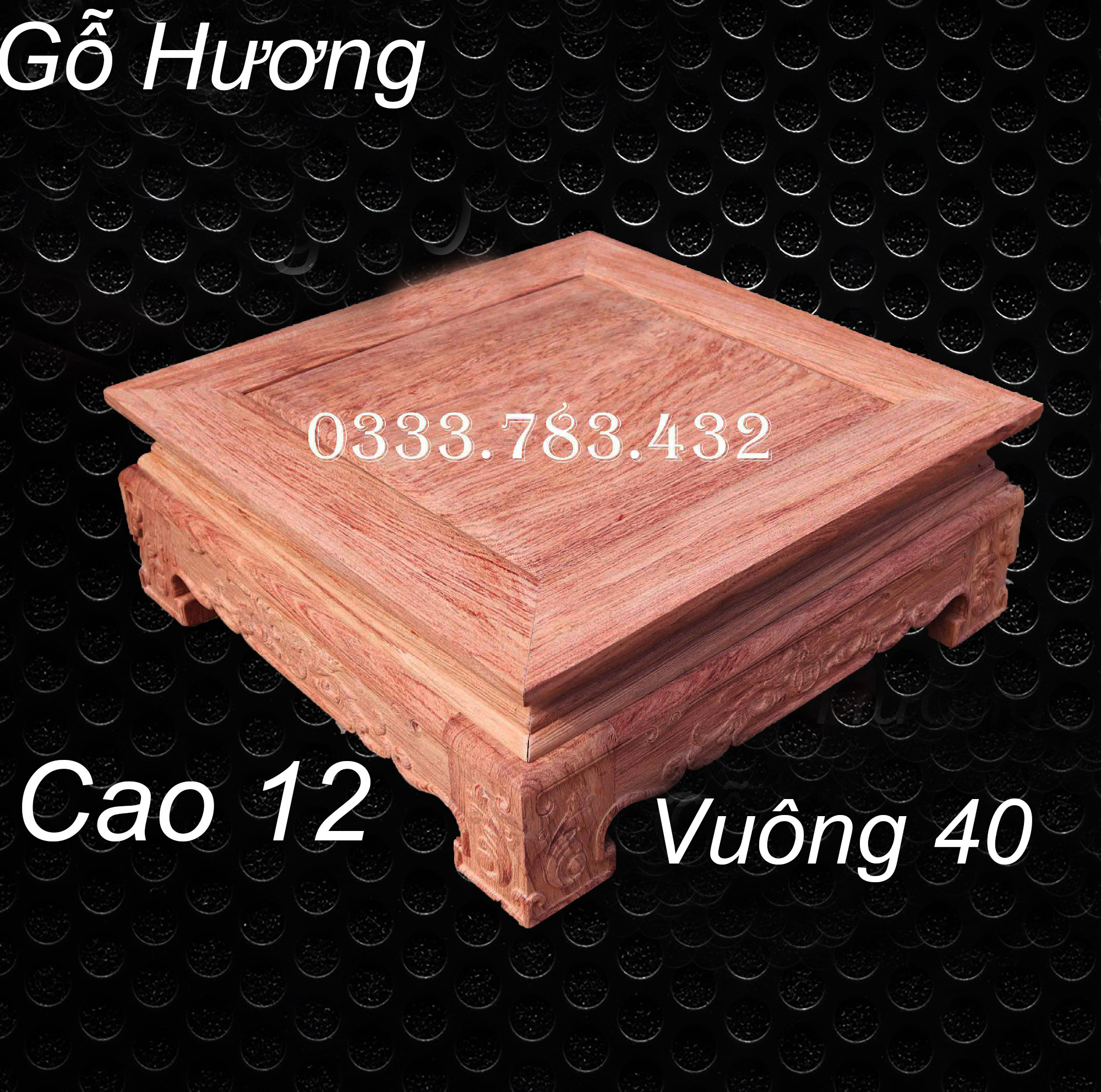 BÀN GỖ VUÔNG 40CM TRANG TRÍ CAO CẤP CAO 12CM