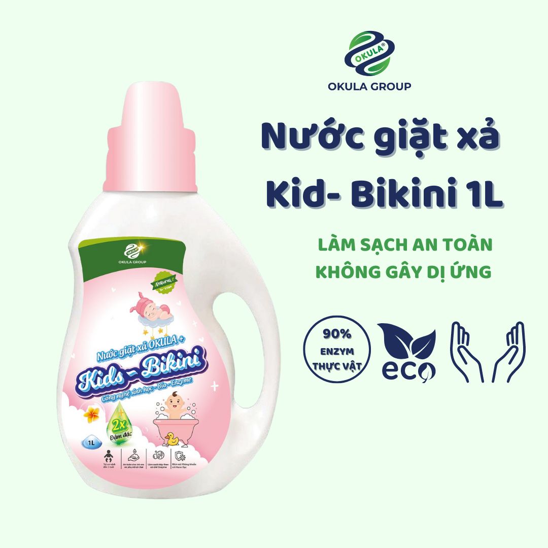 Nước Giặt Sinh Học OKULA Kids - Bikini 1L, Nước giặt Enzyme Từ Thiên nhiên, An Toàn Cho Trẻ Nhỏ D03 Giá 159,000 Đồng*Miễn phí vận chuyển