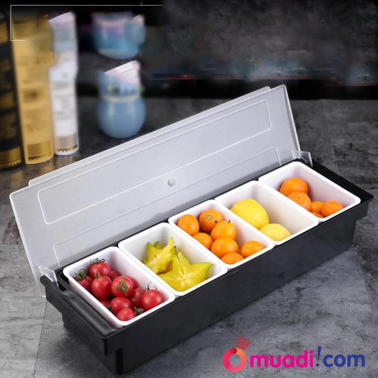 khay nhựa đựng topping 5 ngăn-kích thước 50 x 16 x 10 cm