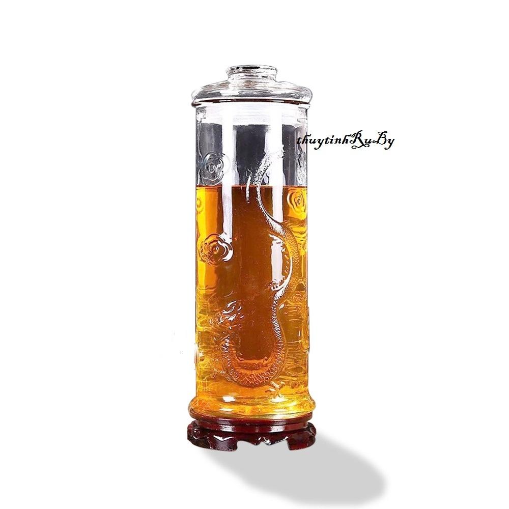 Bình thủy tinh trụ rồng ngâm rượu 12 lít , keo ngâm rượu sang trọng, hũ ngâm ruou, bình ngâm trái cây, binh sam trụ, hu lo ngam nhan sam