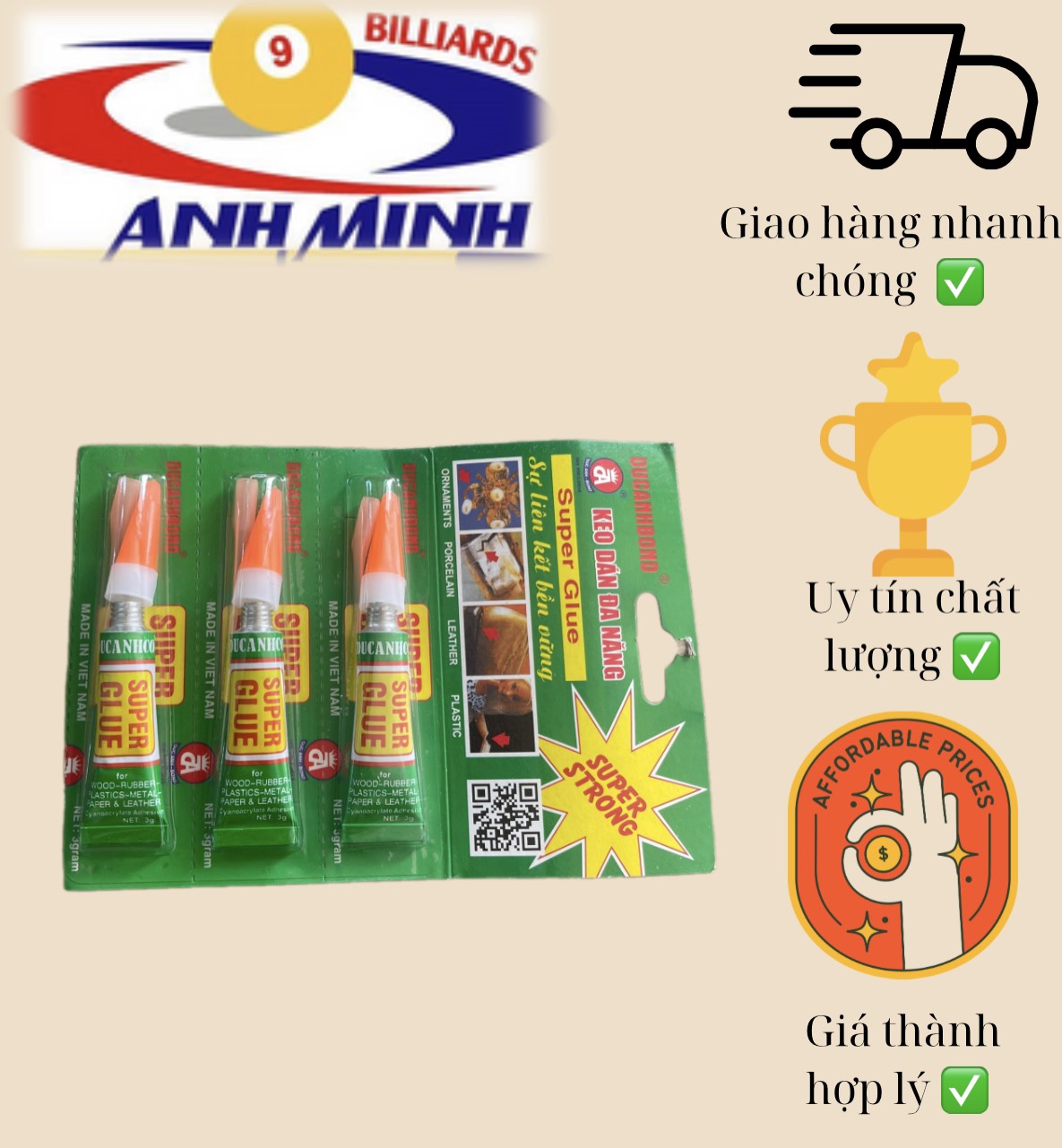 Vỉ tuýp keo dán đầu cơ bida 41k/vỉ (3 tuýp)