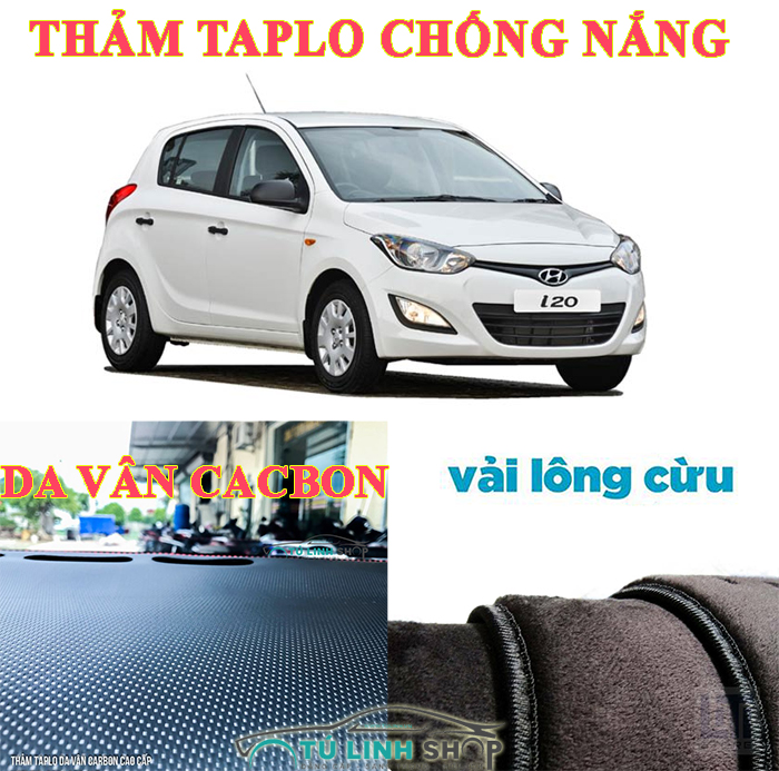 Thảm taplo Hyundai i20 bằng lông Cừu 3 lớp hoặc Da vân Cacbon