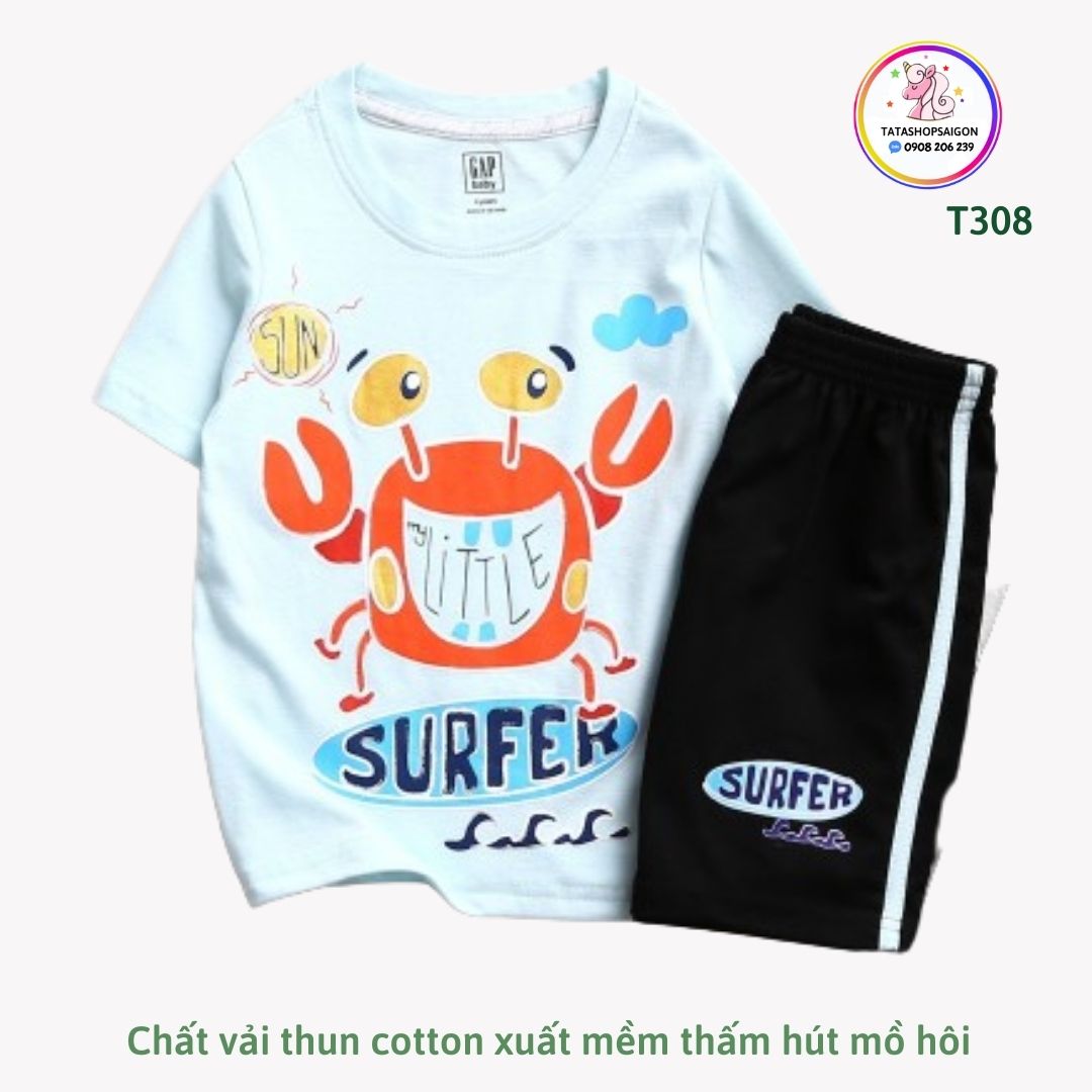 10kg 35kg Đồ bộ cho bé trai size đại thun cotton xuất in hoạt hình hit VNXK T308