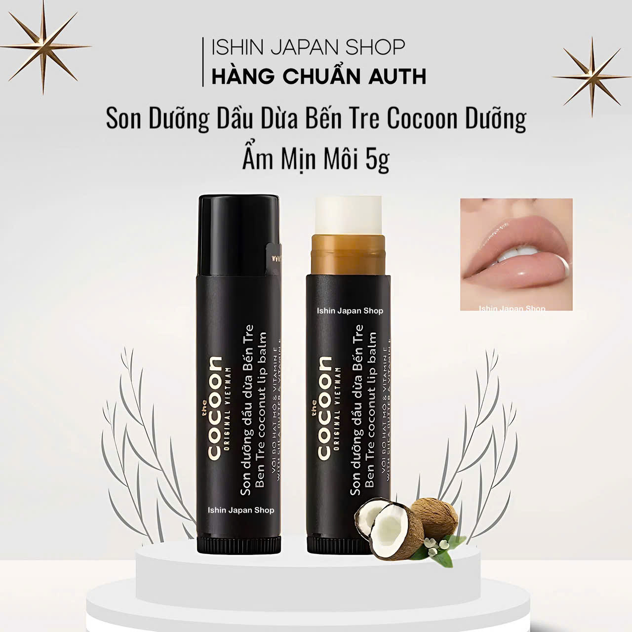 Ben Tre Cocoon Coconut Oil Lip Balm Moisturizes and Smooths Lips 5g