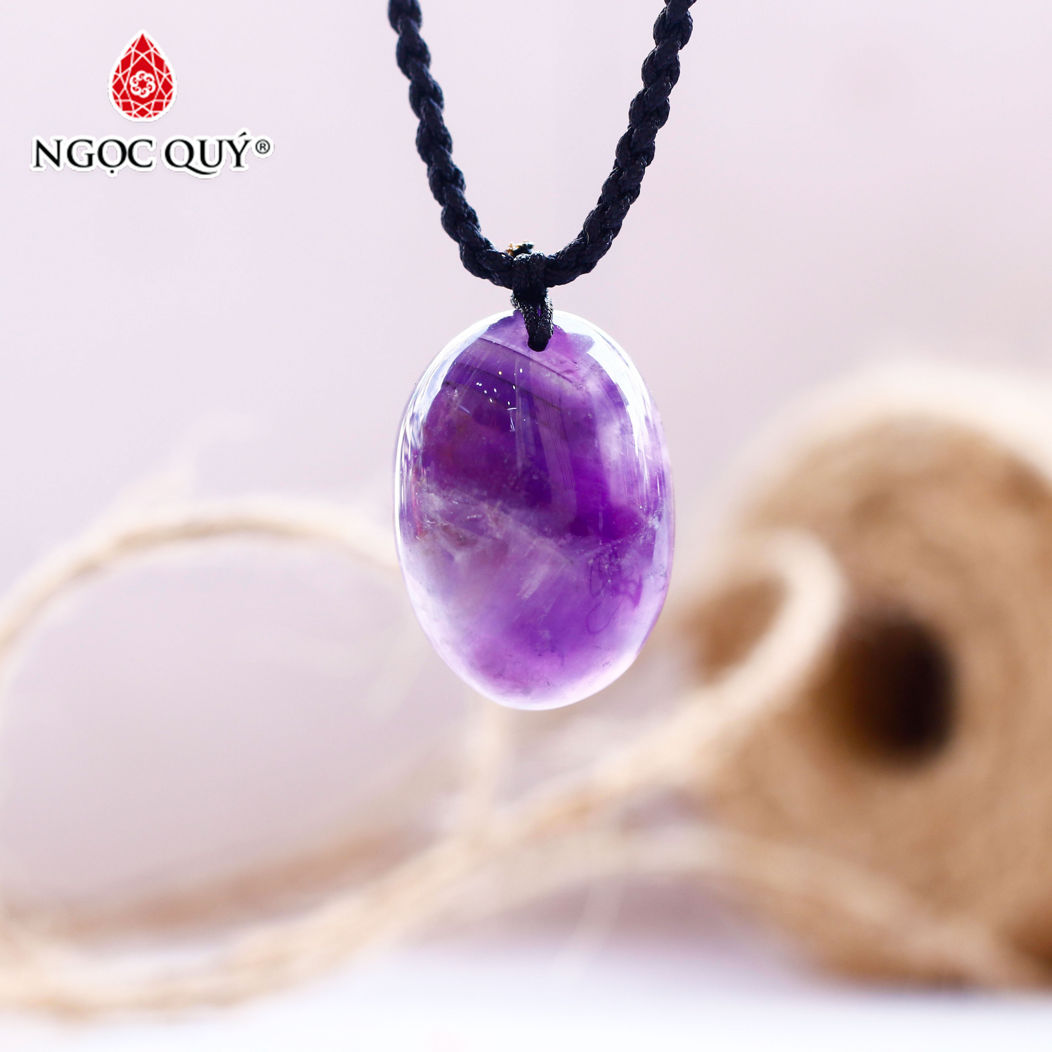 Mặt dây chuyền thạch anh tím hình bầu dục - Ngọc Quý Gemstones