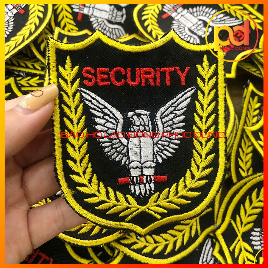 Logo đồng phục bảo vệ SECURITY chuyên nghiệp đẹp giá rẻ [Ngực và cánh tay], mạc áo, nhãn logo may vào áo