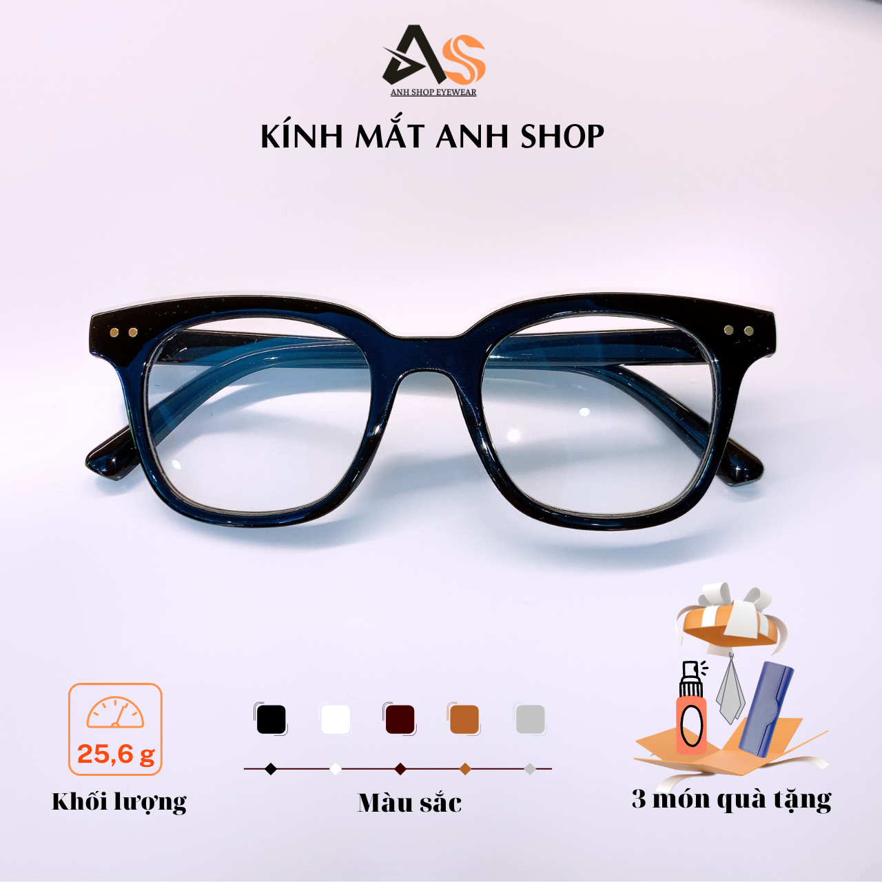 [3-5/8 Hoàn Tiền 25%] Gọng kính hình vuông màu đen và trắng 3331A