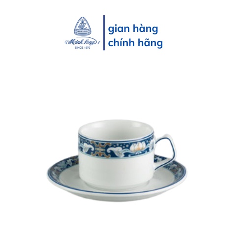 Tách sứ cao cấp minh long 0.25 l + dĩa lót 16 cm - jasmine - phước lộc thọ