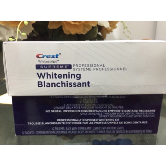 Miếng dán trắng răng crest supreme professional hàng mỹ| 1 hộp 42 gói, cam kết hàng đúng mô tả, chất lượng đảm bảo an toàn đến sức khỏe người sử dụng
