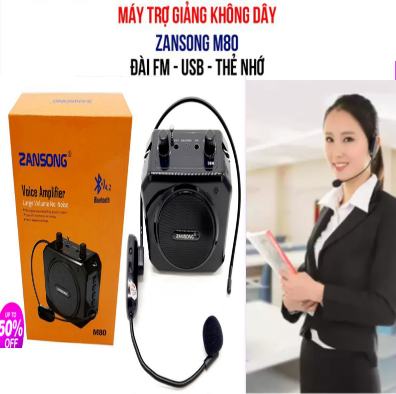 [HCM][SIÊU RẺ TẶNG KÈM MIC KHÔNG DÂY] Máy Trợ Giảng Không DâyMáy Trợ Giảng Cho Giáo ViênMáy Trợ Giảng Không Dây Zansong M80 Di Chuyển Tiện Lợi Đa Chức Năng EchoKhuếch Đại MicrôThu ÂmHỗ Trợ UsbThẻ Nhớ Thời Gian Sử Dụng Lên Tới 15h