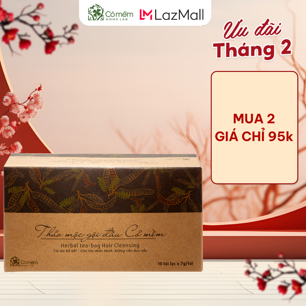Gội Đầu Thảo Mộc Cỏ Mềm - Bồ Kết Hộp 10 Túi Lọc Tiện Lợi Giảm Rụng Tóc Kích Thích Mọc Tóc Giúp Tóc Mềm Mượt Và Chắc Khỏe
