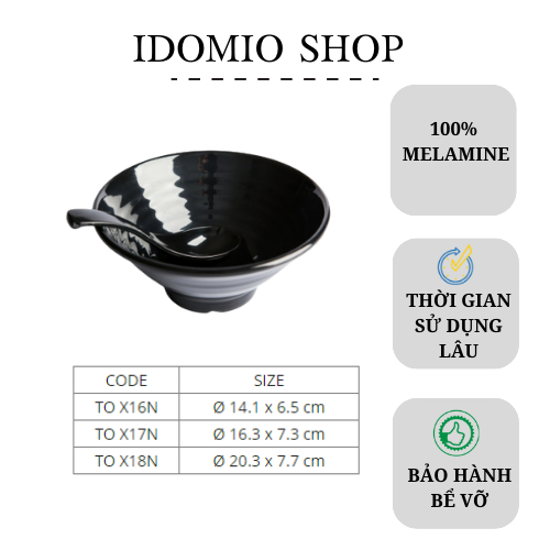 Tô Nhựa Melamie Bún Phở Đen Bóng
