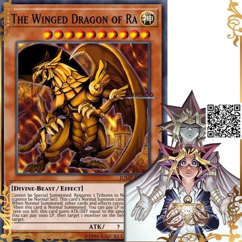 [HCM]1220 Yugioh Vua trò chơi A4 lá vị thần he Winged Dragon Of Ra + Tặng kèm Sleeves Bọc bài
